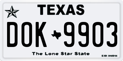 TX license plate DOK9903