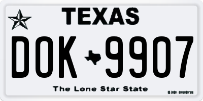 TX license plate DOK9907