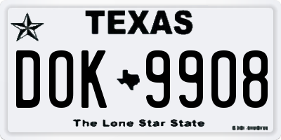 TX license plate DOK9908
