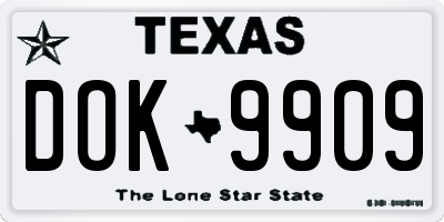 TX license plate DOK9909