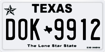 TX license plate DOK9912