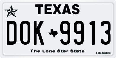 TX license plate DOK9913