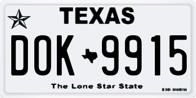 TX license plate DOK9915