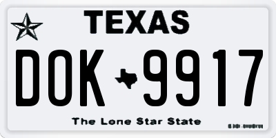 TX license plate DOK9917