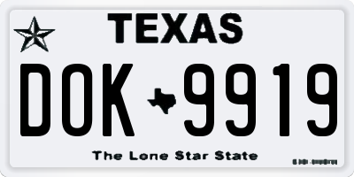 TX license plate DOK9919
