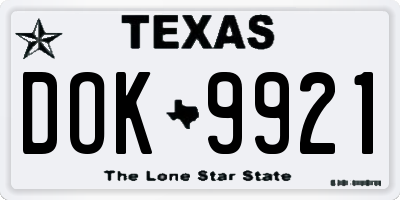 TX license plate DOK9921
