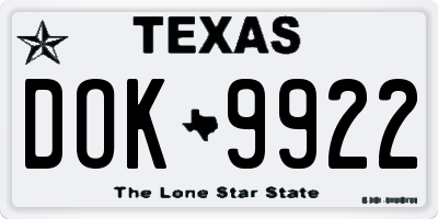 TX license plate DOK9922