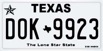 TX license plate DOK9923