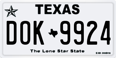 TX license plate DOK9924