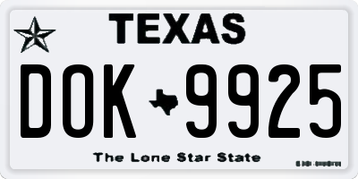 TX license plate DOK9925