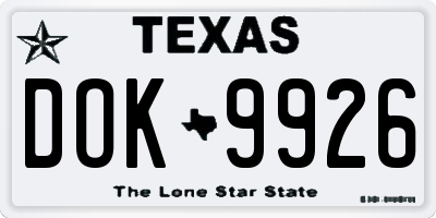 TX license plate DOK9926
