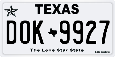TX license plate DOK9927