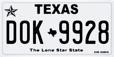 TX license plate DOK9928
