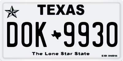TX license plate DOK9930