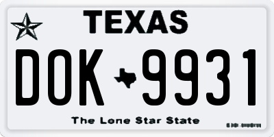 TX license plate DOK9931