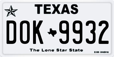 TX license plate DOK9932