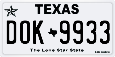 TX license plate DOK9933