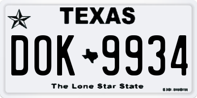 TX license plate DOK9934