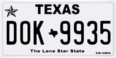 TX license plate DOK9935