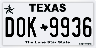 TX license plate DOK9936