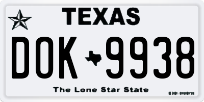 TX license plate DOK9938