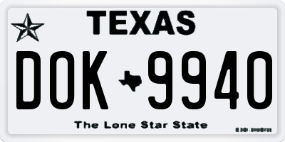 TX license plate DOK9940
