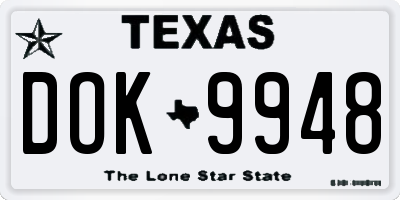 TX license plate DOK9948