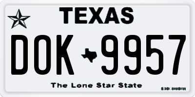 TX license plate DOK9957