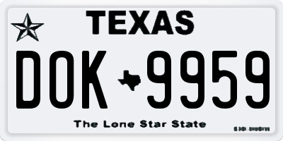 TX license plate DOK9959