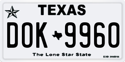 TX license plate DOK9960