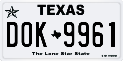 TX license plate DOK9961