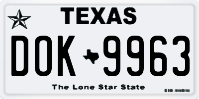 TX license plate DOK9963