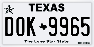 TX license plate DOK9965