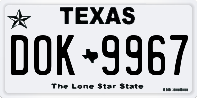 TX license plate DOK9967