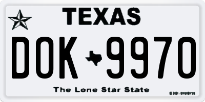 TX license plate DOK9970