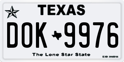 TX license plate DOK9976