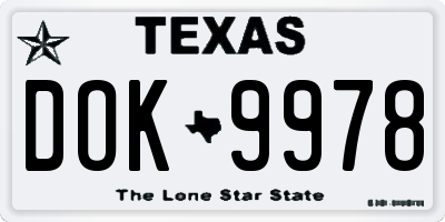 TX license plate DOK9978