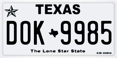 TX license plate DOK9985