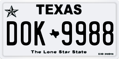 TX license plate DOK9988