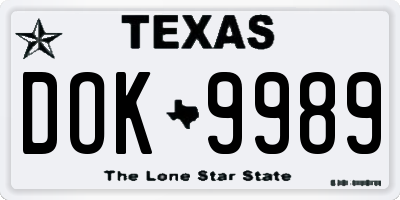 TX license plate DOK9989