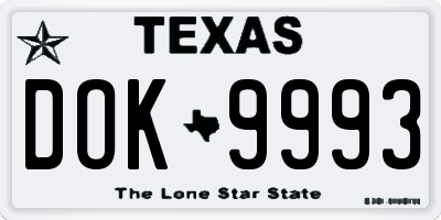 TX license plate DOK9993