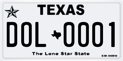 TX license plate DOL0001