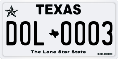 TX license plate DOL0003