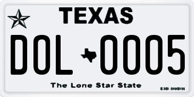 TX license plate DOL0005
