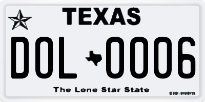 TX license plate DOL0006