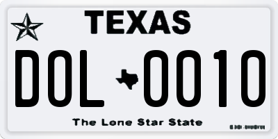 TX license plate DOL0010