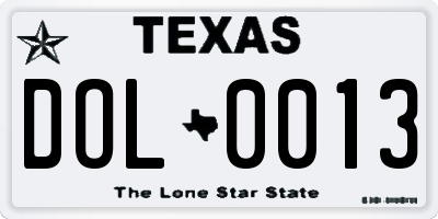 TX license plate DOL0013