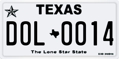 TX license plate DOL0014