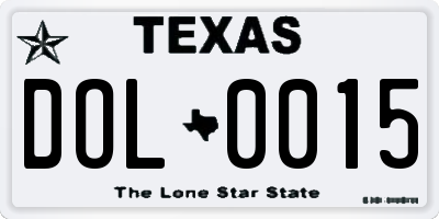 TX license plate DOL0015