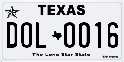 TX license plate DOL0016